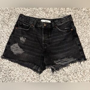 Topshop Black Distressed Jean Shorts